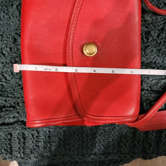 Vintage Red Coach Chrystie Flap Bag 9892 - Picture 14 of 16
